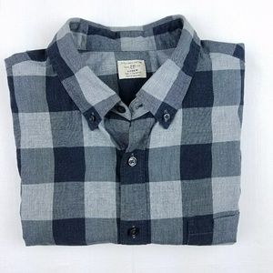 J. Crew gray buffalo check button down size L